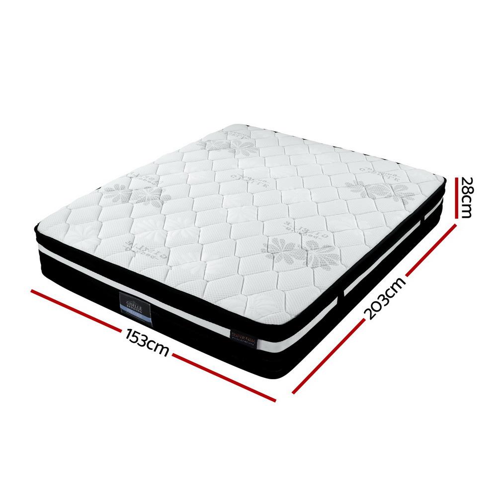 Giselle Bedding Regine Euro Top Pocket Spring Mattress, 28cm thick, featuring Belgium knitted fabric and 7-zone pocket spring system.